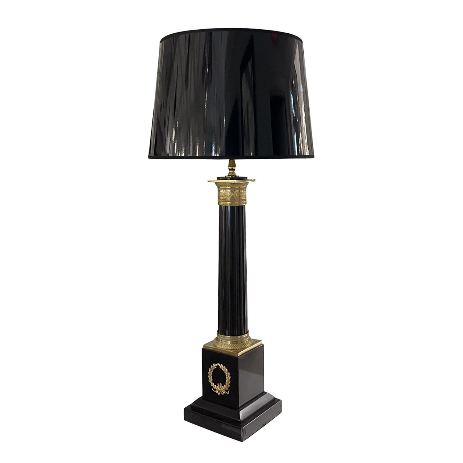 Gilt 20th Century Black French Pair of Large Marble, Gilded Bronze Table Lights For Sale