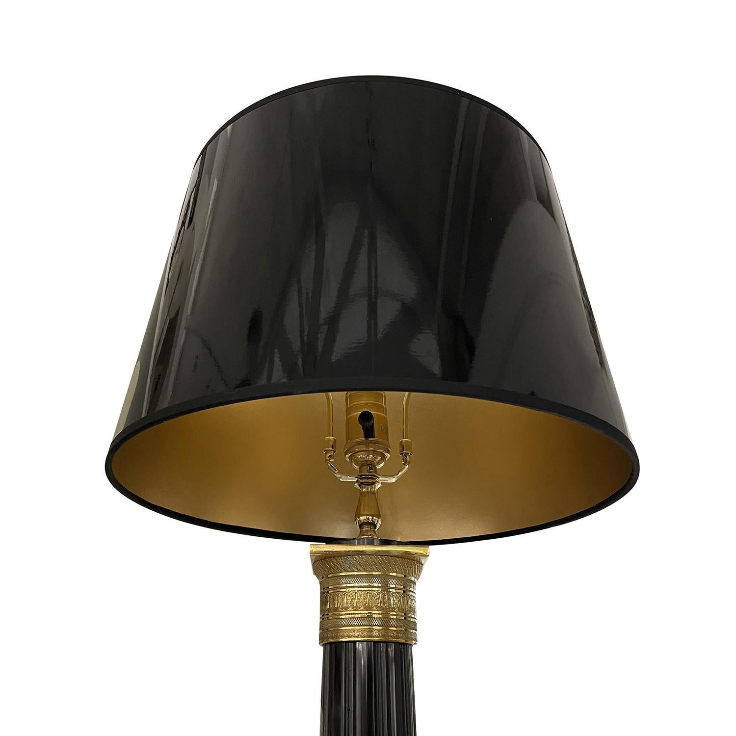 Metal 20th Century Black French Pair of Large Marble, Gilded Bronze Table Lights For Sale
