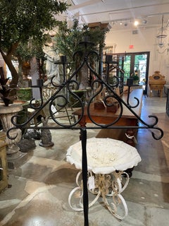 20th Century Black French Vintage Art Deco Forged Metal Floor Candelabra