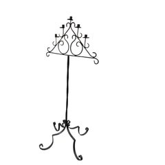 20th Century Black French Vintage Art Deco Forged Metal Floor Candelabra