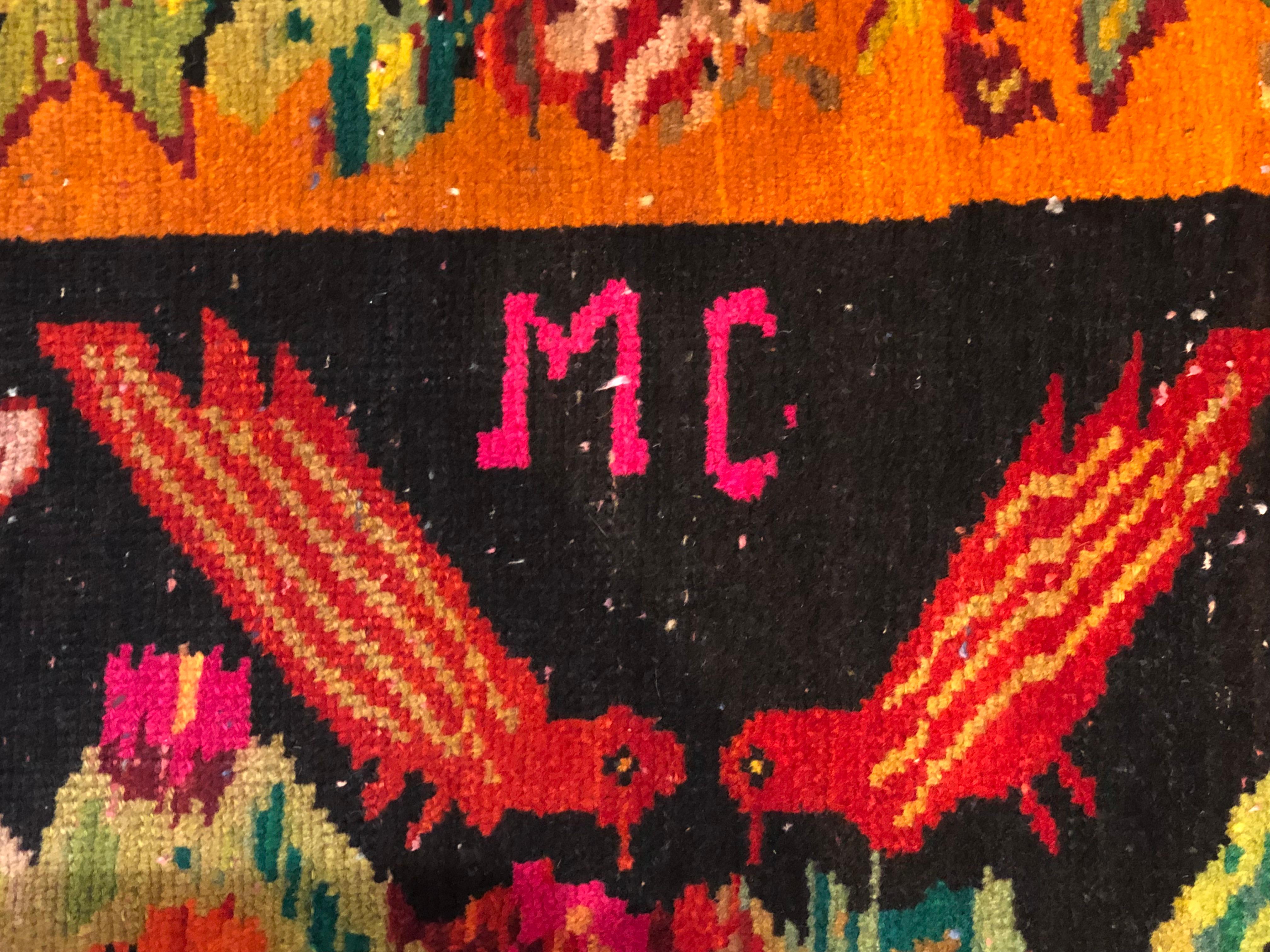 Tapis Karabagh noir « Garden and Brids » du 20ème siècle, vers 1920 en vente 4