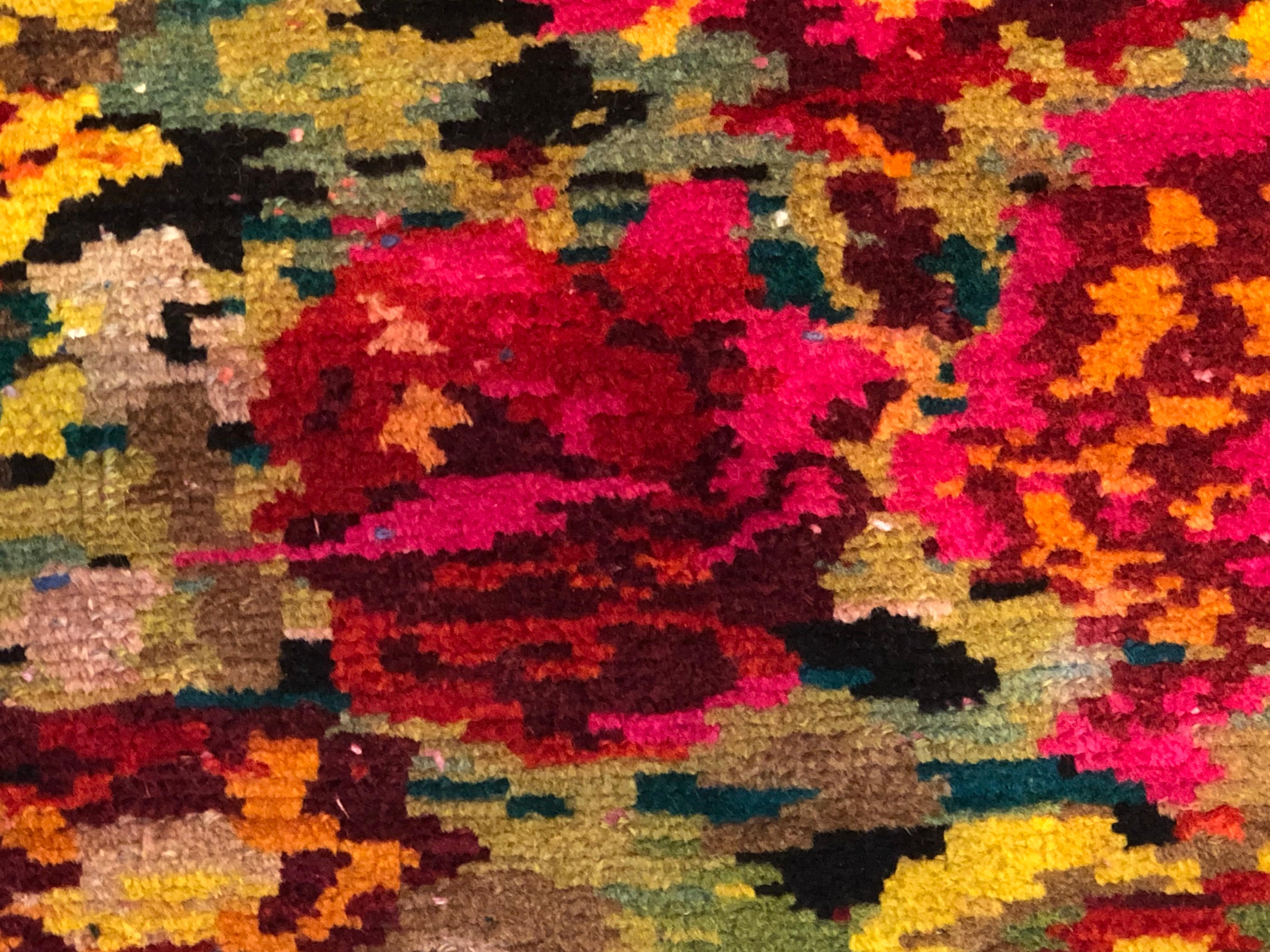 Laine Tapis Karabagh noir « Garden and Brids » du 20ème siècle, vers 1920 en vente