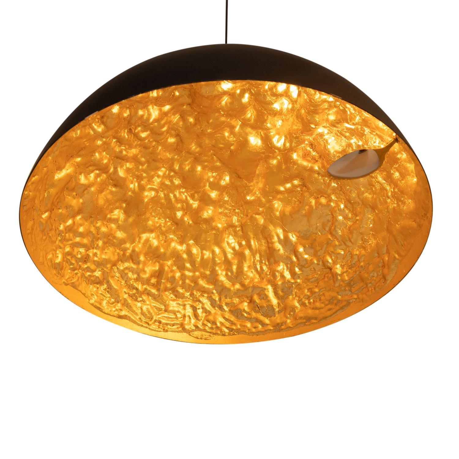 20th Century Black-Gold Italian Vintage Metal Ceiling Light by Catellani & Smith For Sale 7
