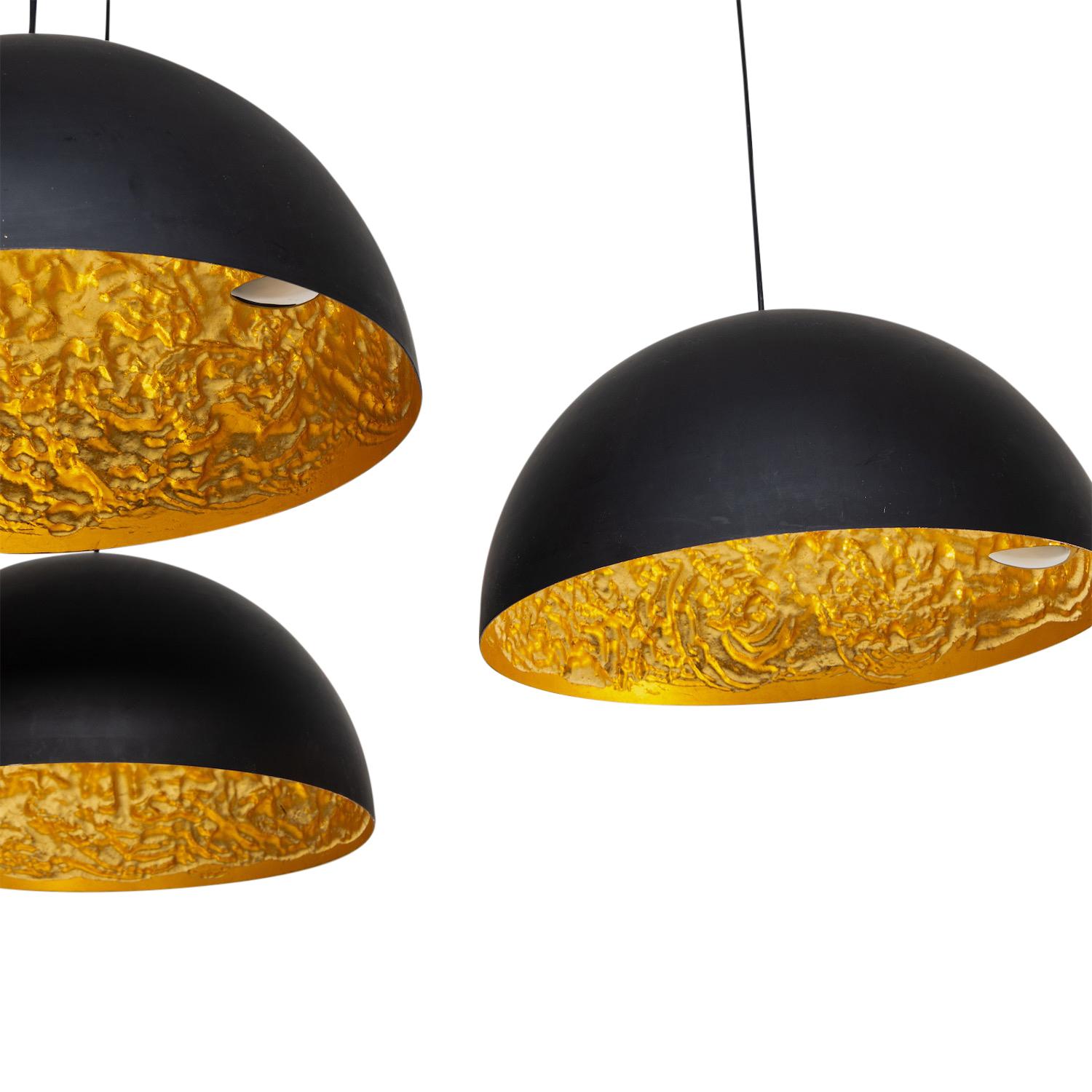 20th Century Black-Gold Italian Vintage Metal Ceiling Light by Catellani & Smith For Sale 2