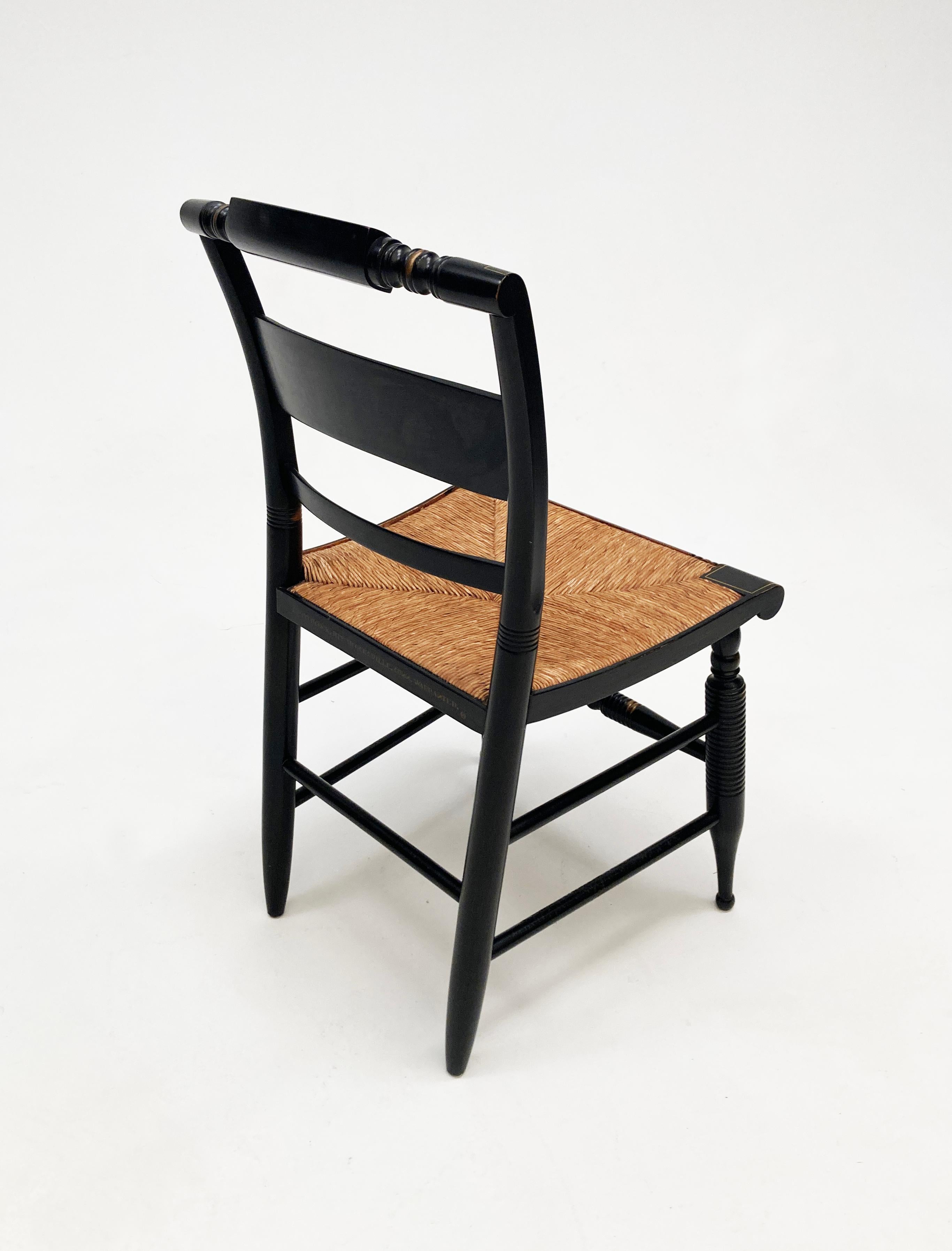 20th Century Black Hitchcock Rush Seat Dining Chairs Set of 4 1