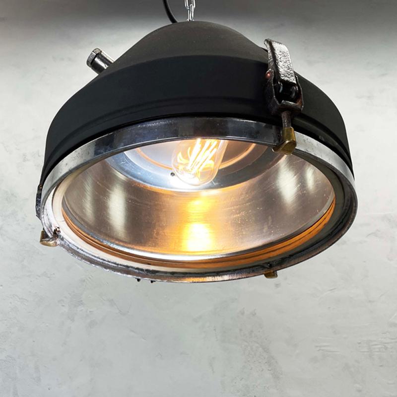 20th Century Black Industrial Iron Ceiling Light by Veb For Sale 8