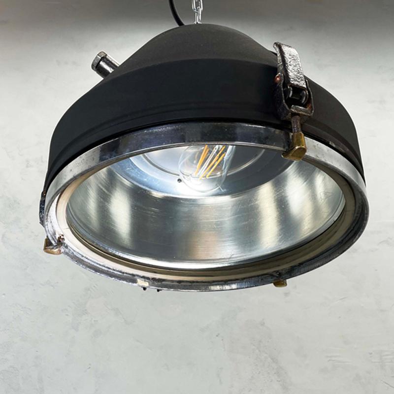 20th Century Black Industrial Iron Ceiling Light by Veb For Sale 9