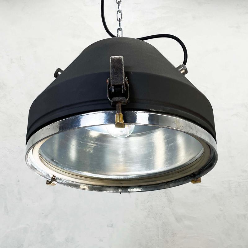 Cast 20th Century Black Industrial Iron Ceiling Light by Veb For Sale
