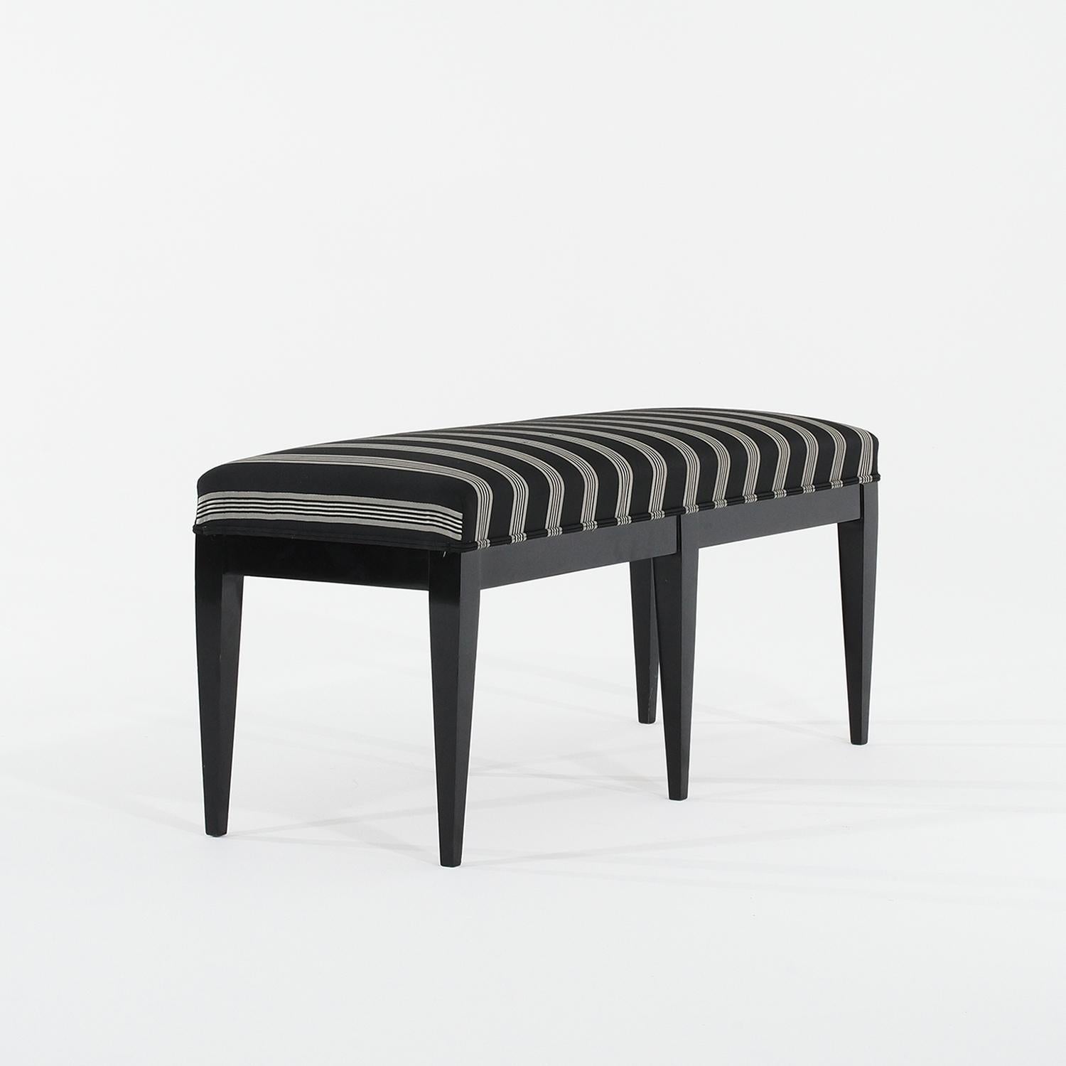 20th Century Black Italian Neoclassical Style Ebony Bench - Vintage Ottoman For Sale 6
