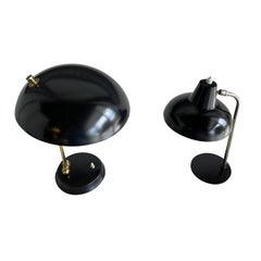 Mid-Century Modern Italian Table Lamps, Black Metal, Circa 1950-1960