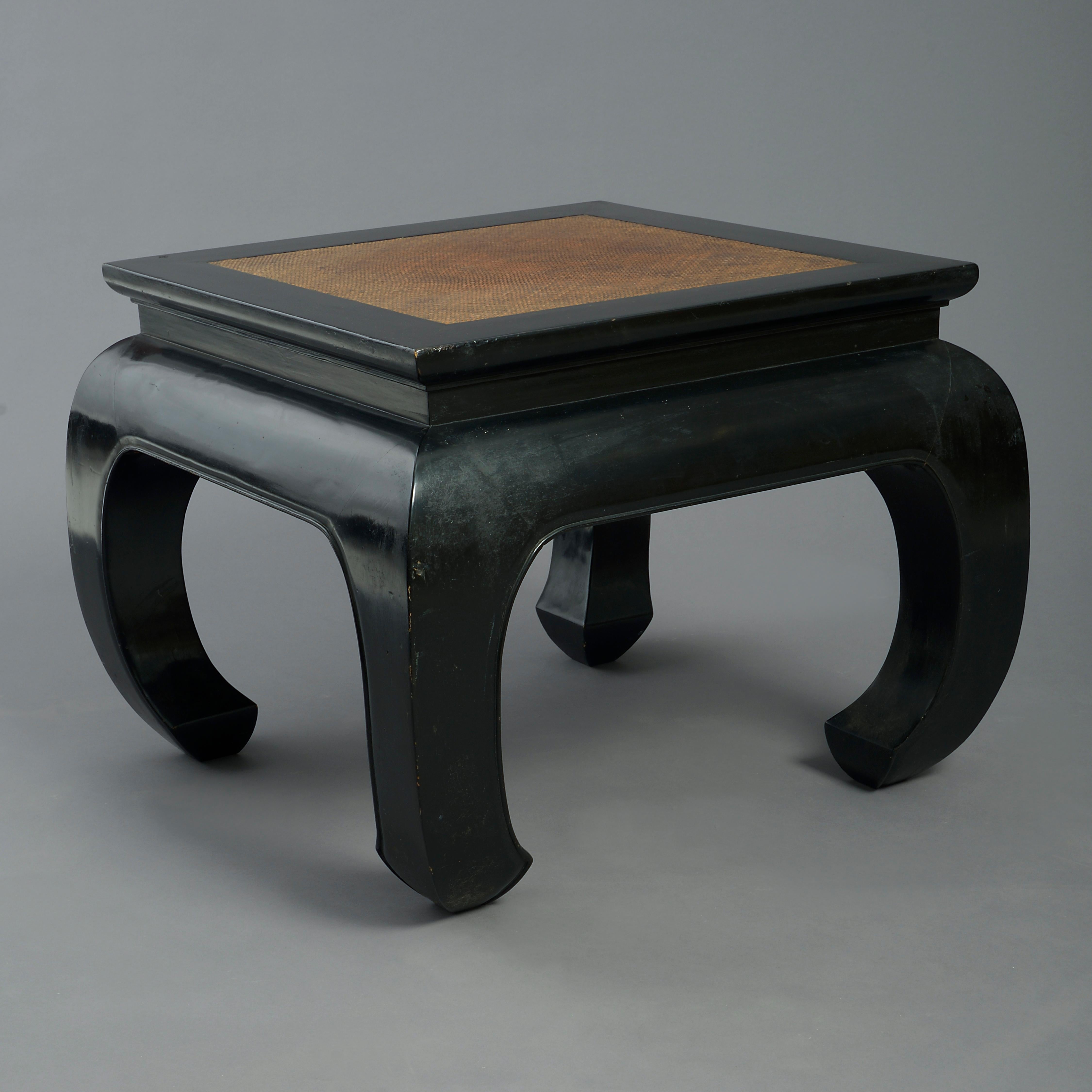 Chinese 20th Century Black Lacquer Low Table For Sale