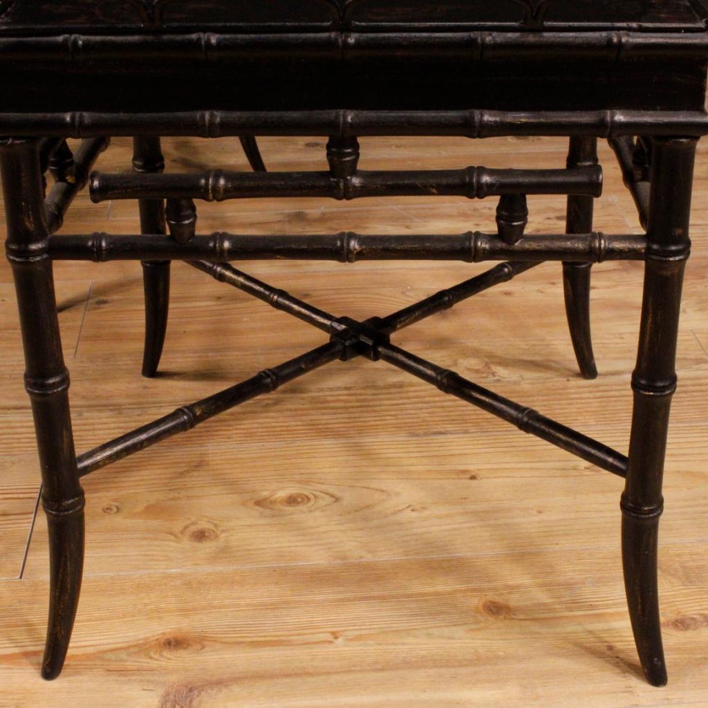 20th Century Black Lacquered Chinoiserie Wood, Metal French Coffee Tables, 1970 6