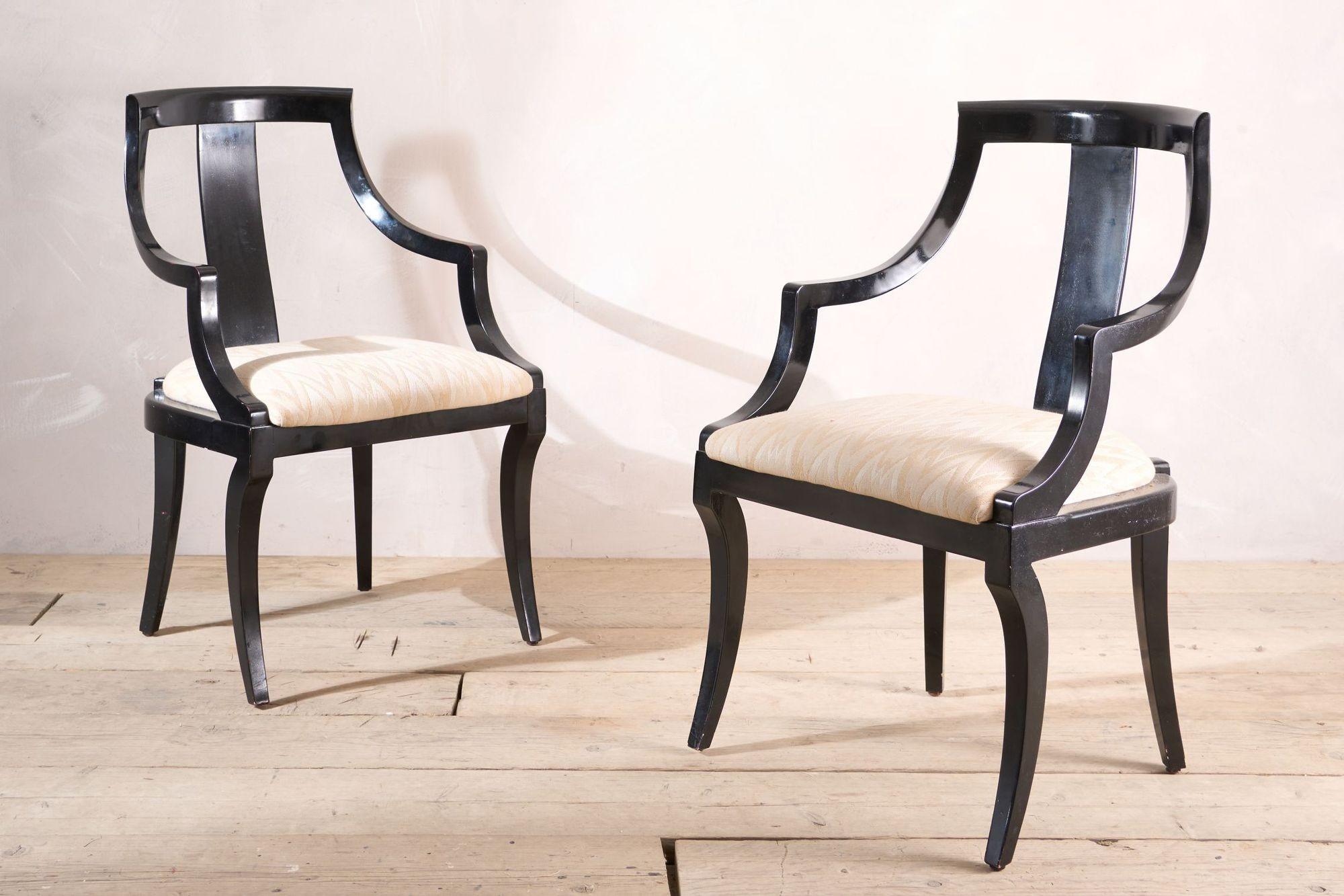 20th Century Black lacquered side chairs In Excellent Condition In Malton, GB