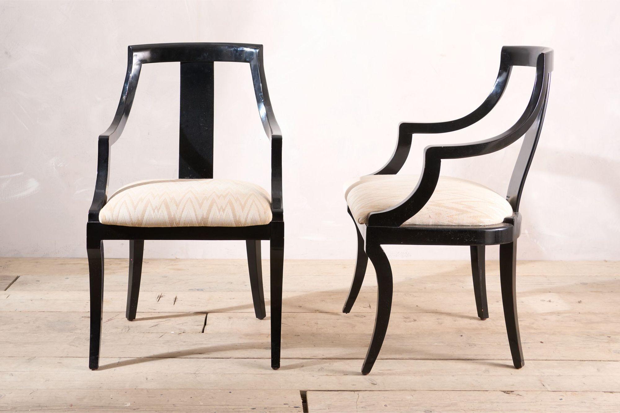 Beech 20th Century Black lacquered side chairs