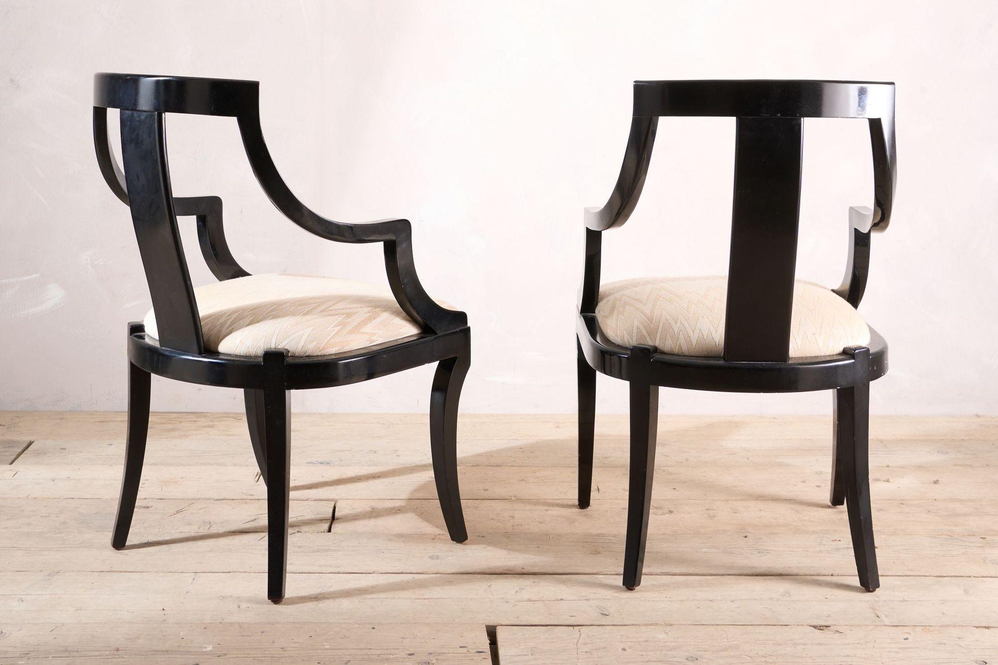 20th Century Black lacquered side chairs 1