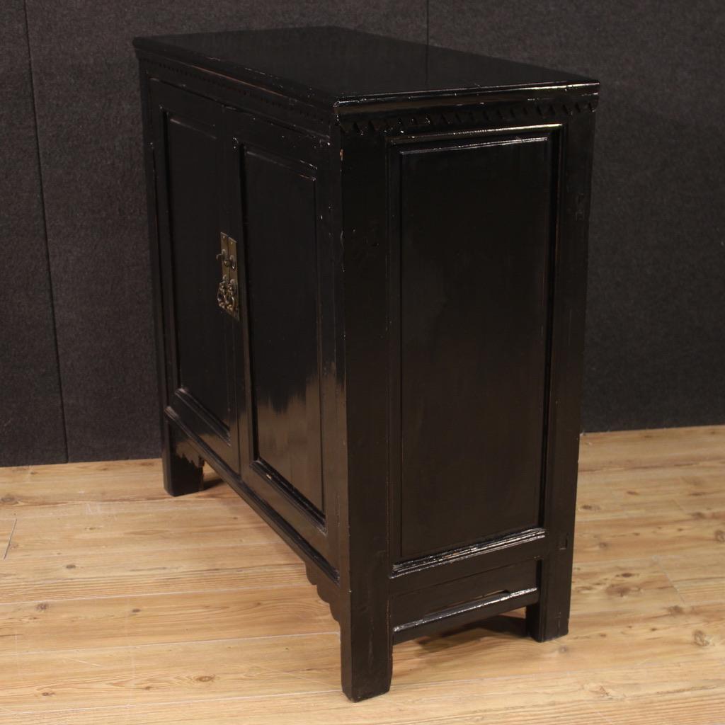 20th Century Black Lacquered Wood Chinese Sideboard, 1950s For Sale 2