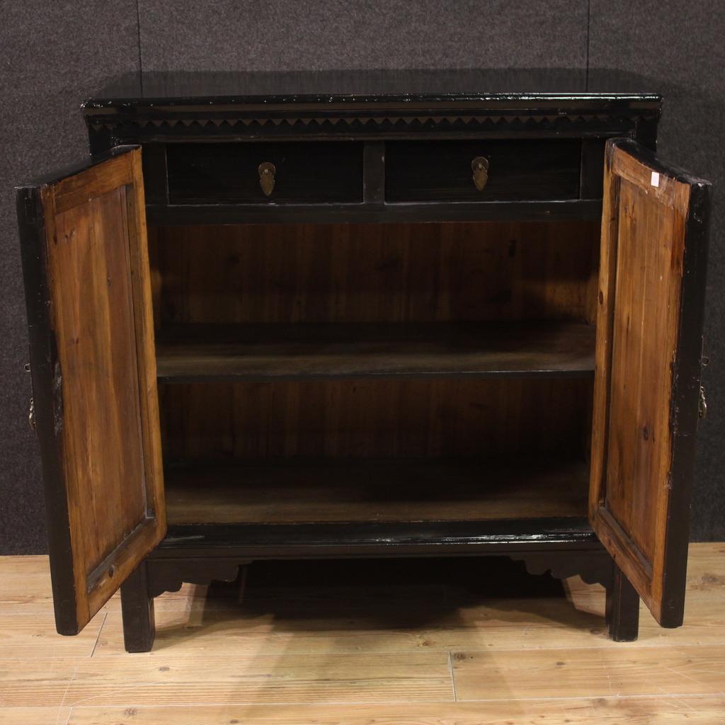 20th Century Black Lacquered Wood Chinese Sideboard, 1950s For Sale 5