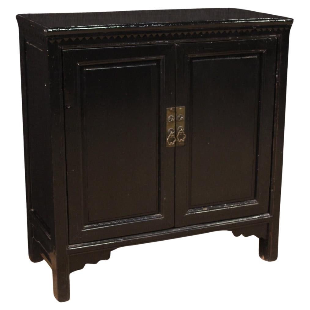 20th Century Black Lacquered Wood Chinese Sideboard, 1950s For Sale