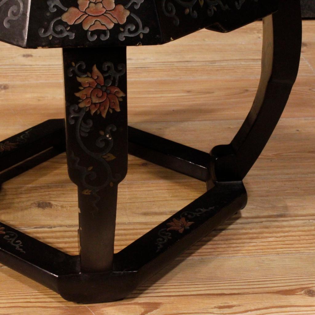 20th Century Black Lacquered Wood French Chinoiserie Stools, 1970 2