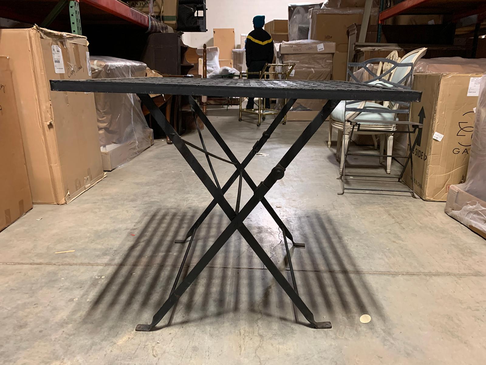20th Century Black Metal Folding Breakfast Table and Chairs 6