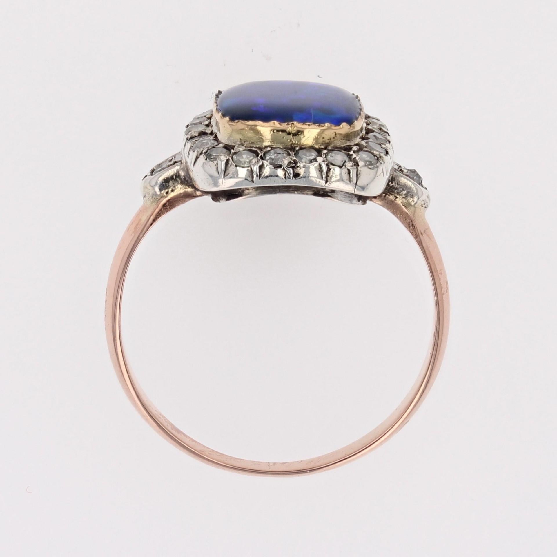 20th Century Black Opal Diamonds 18 Karat Rose Gold Ring 10