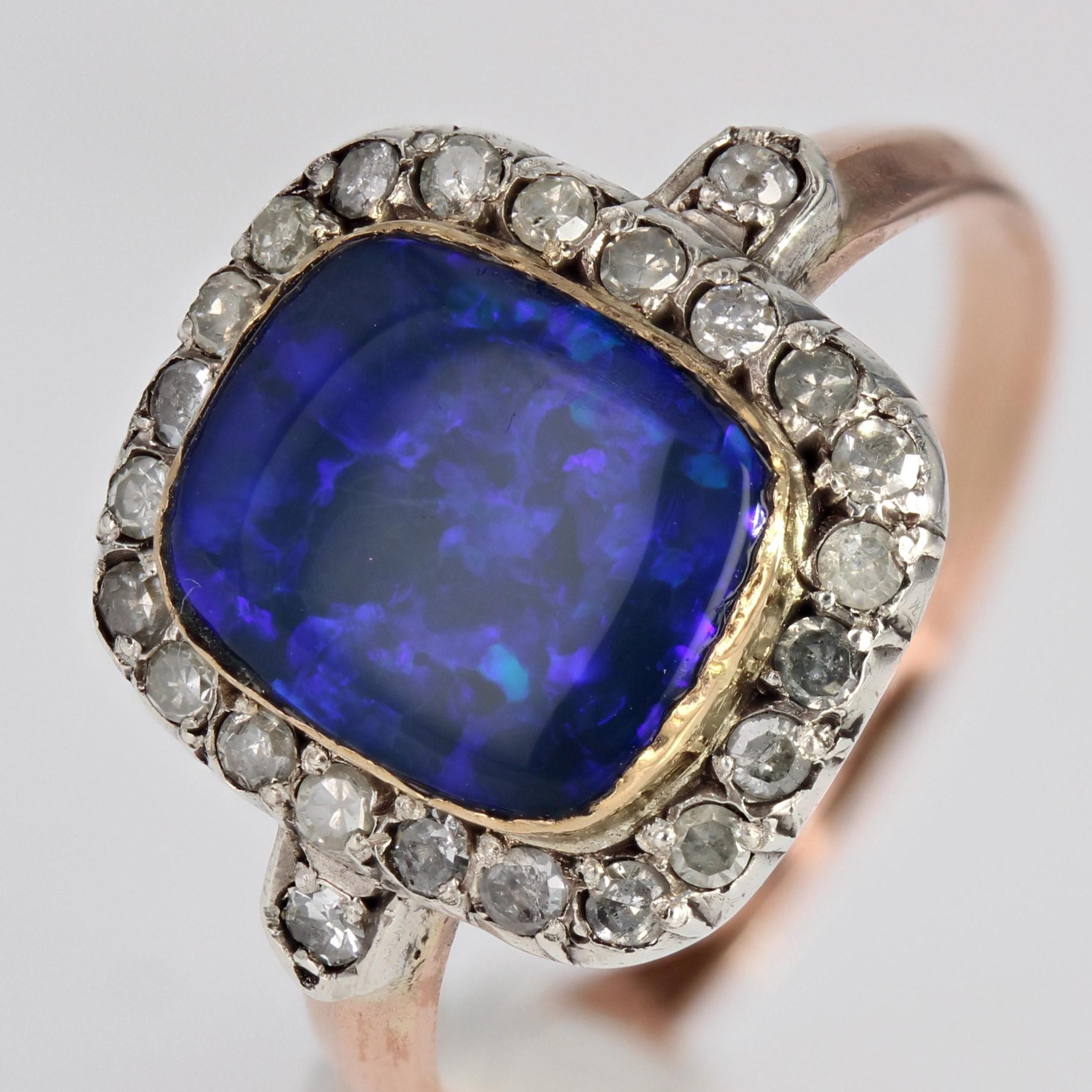 20th Century Black Opal Diamonds 18 Karat Rose Gold Ring 3