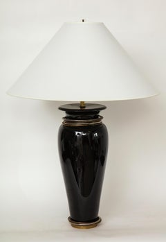 20th Century Black Porcelain Lamp
