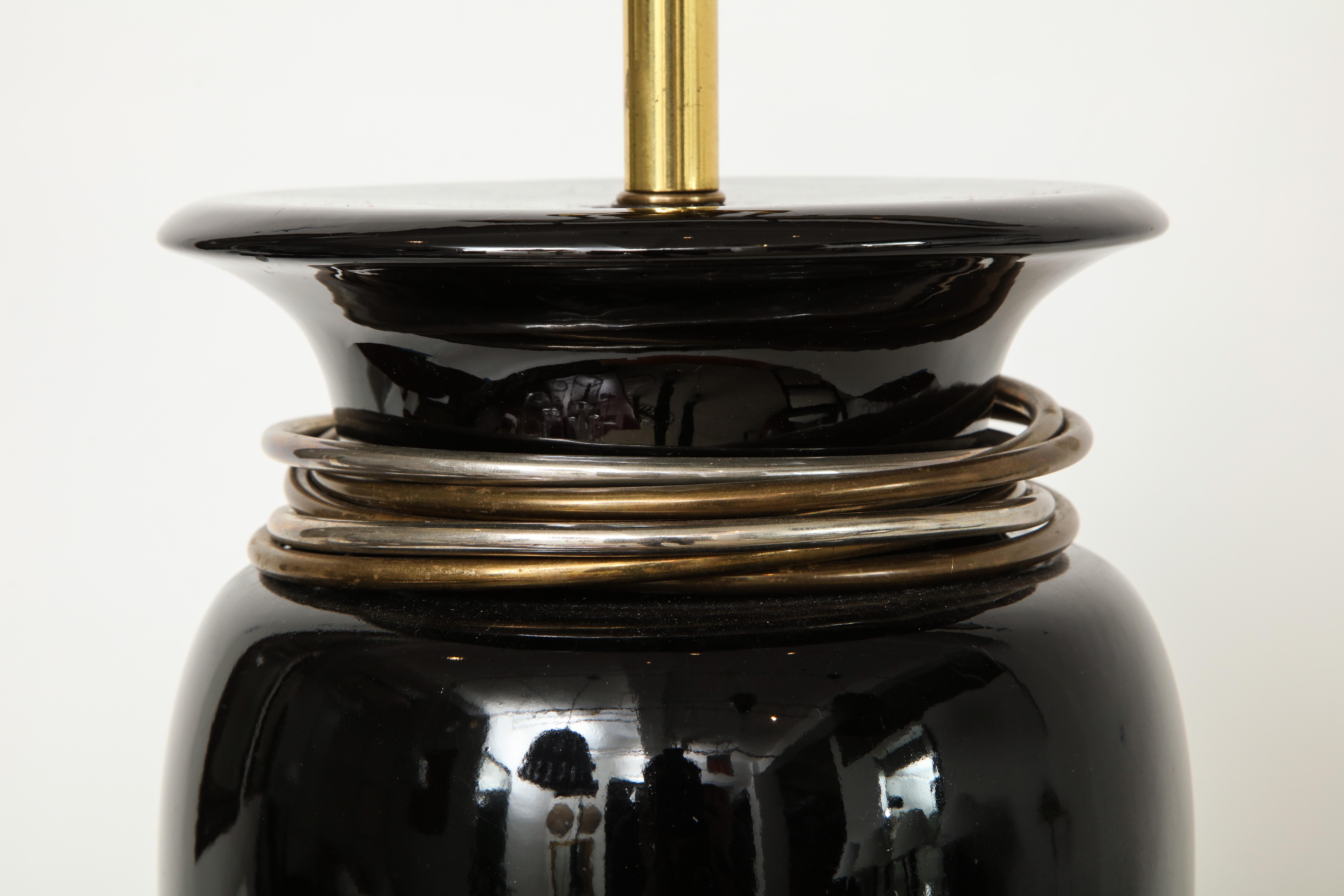 Late 20th Century 20th Century Black Porcelain Lamp For Sale