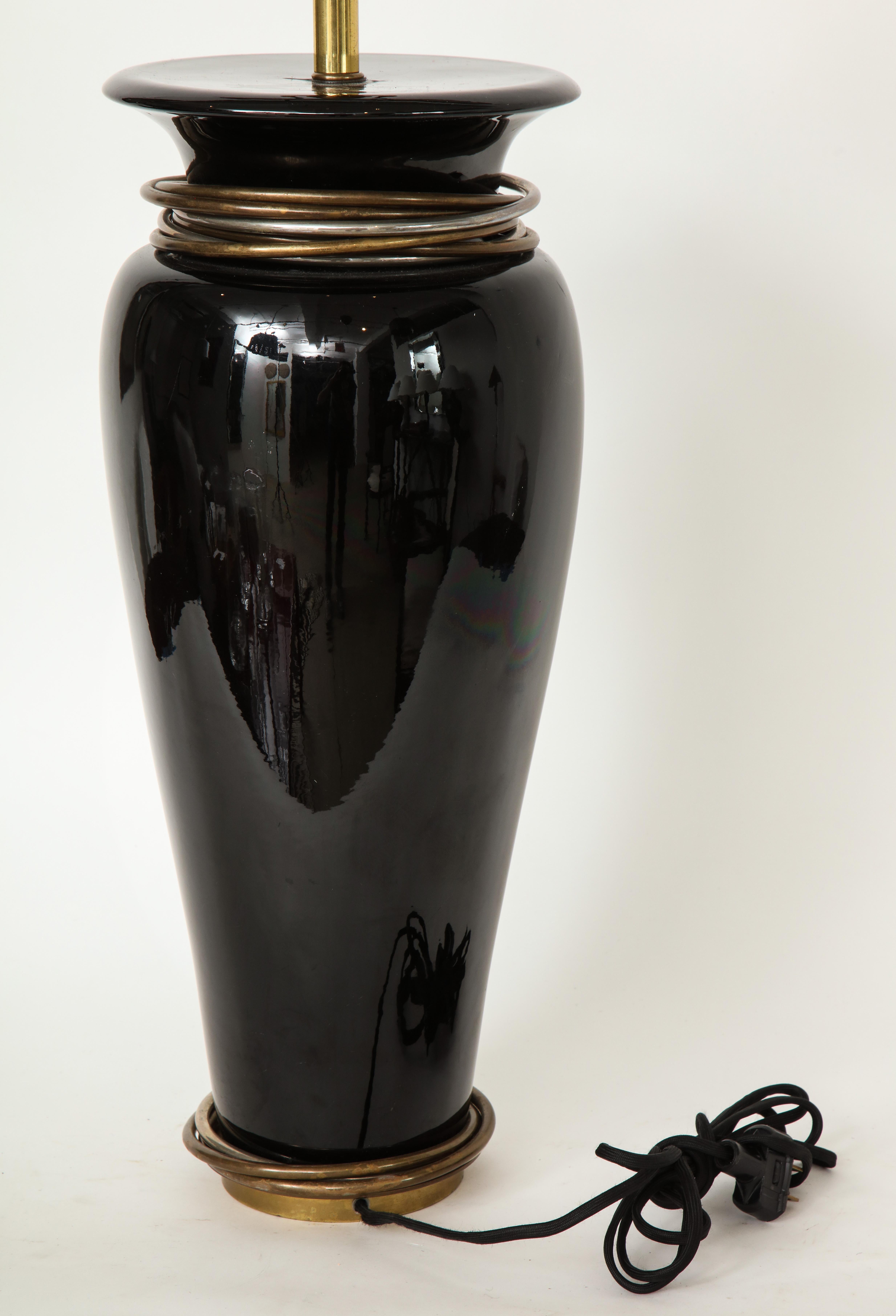 20th Century Black Porcelain Lamp For Sale 3
