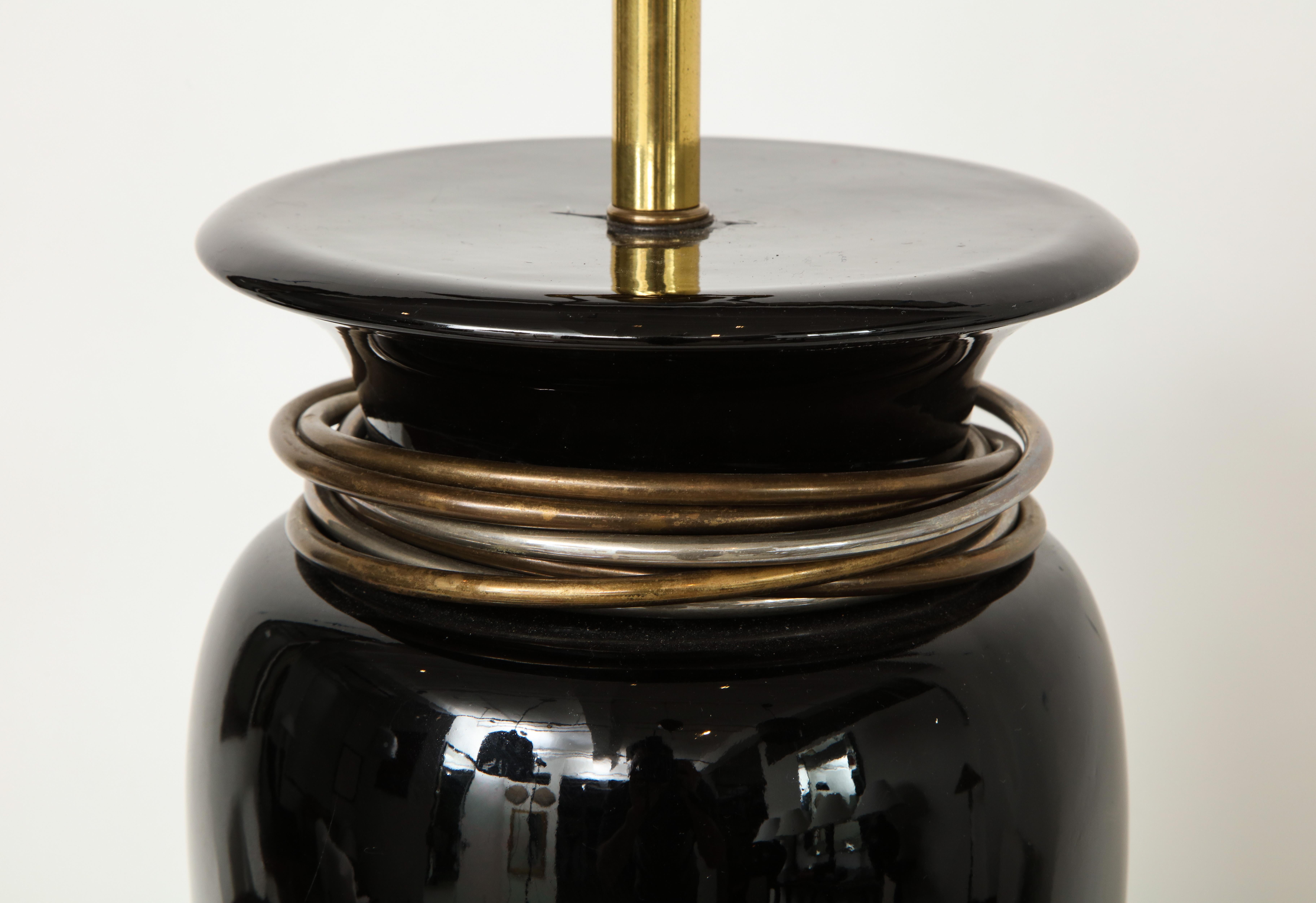 20th Century Black Porcelain Lamp For Sale 4