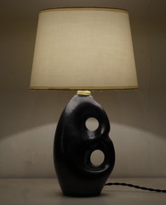 20th Century Black Satin Ceramic Table Lamp
