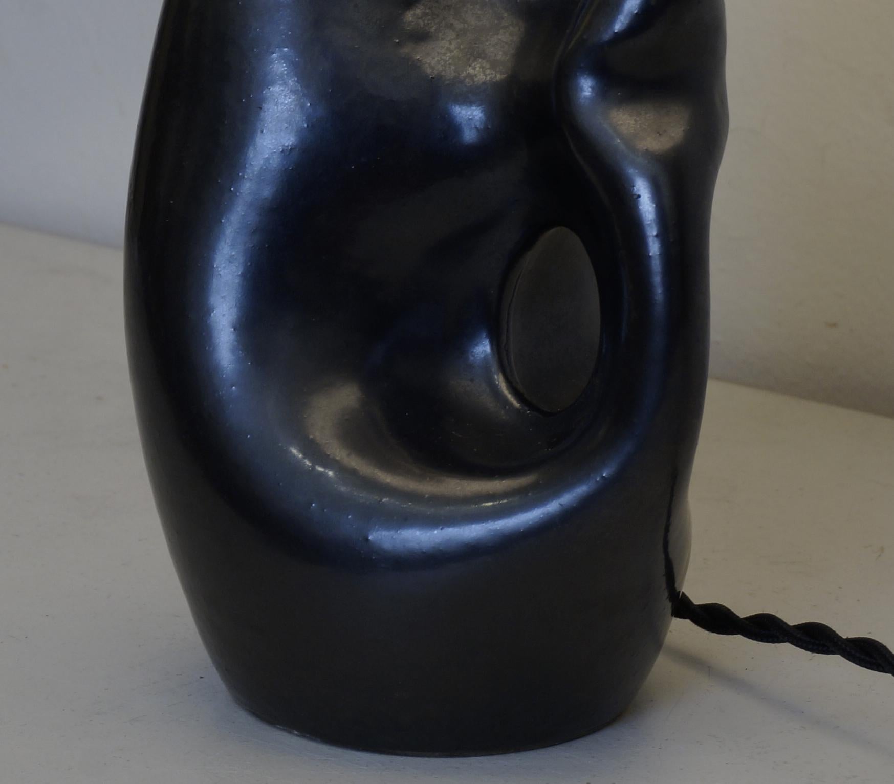 Mid-20th Century 20th Century Black Satin Ceramic Table Lamp For Sale