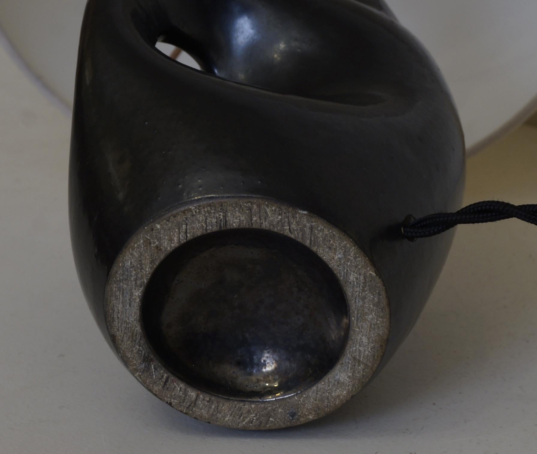 20th Century Black Satin Ceramic Table Lamp For Sale 1