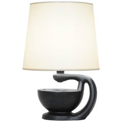 20th Century Black Satin Ceramic Table Lamp