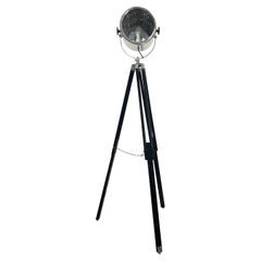 20th Century Black-Silver French Walnut Spotlight - Cinema Floor Studio Lamp