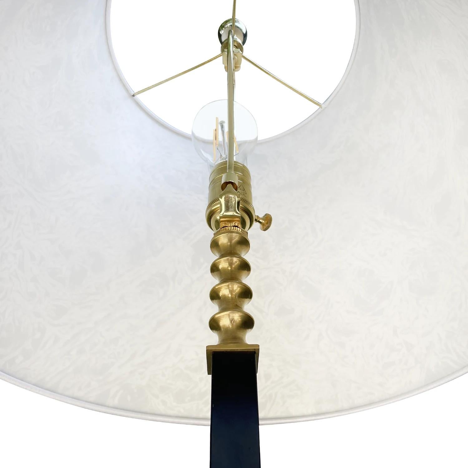 20th Century Black Swedish Metal, Brass Floor Lamp, Vintage Light by Böhlmarks In Good Condition In West Palm Beach, FL