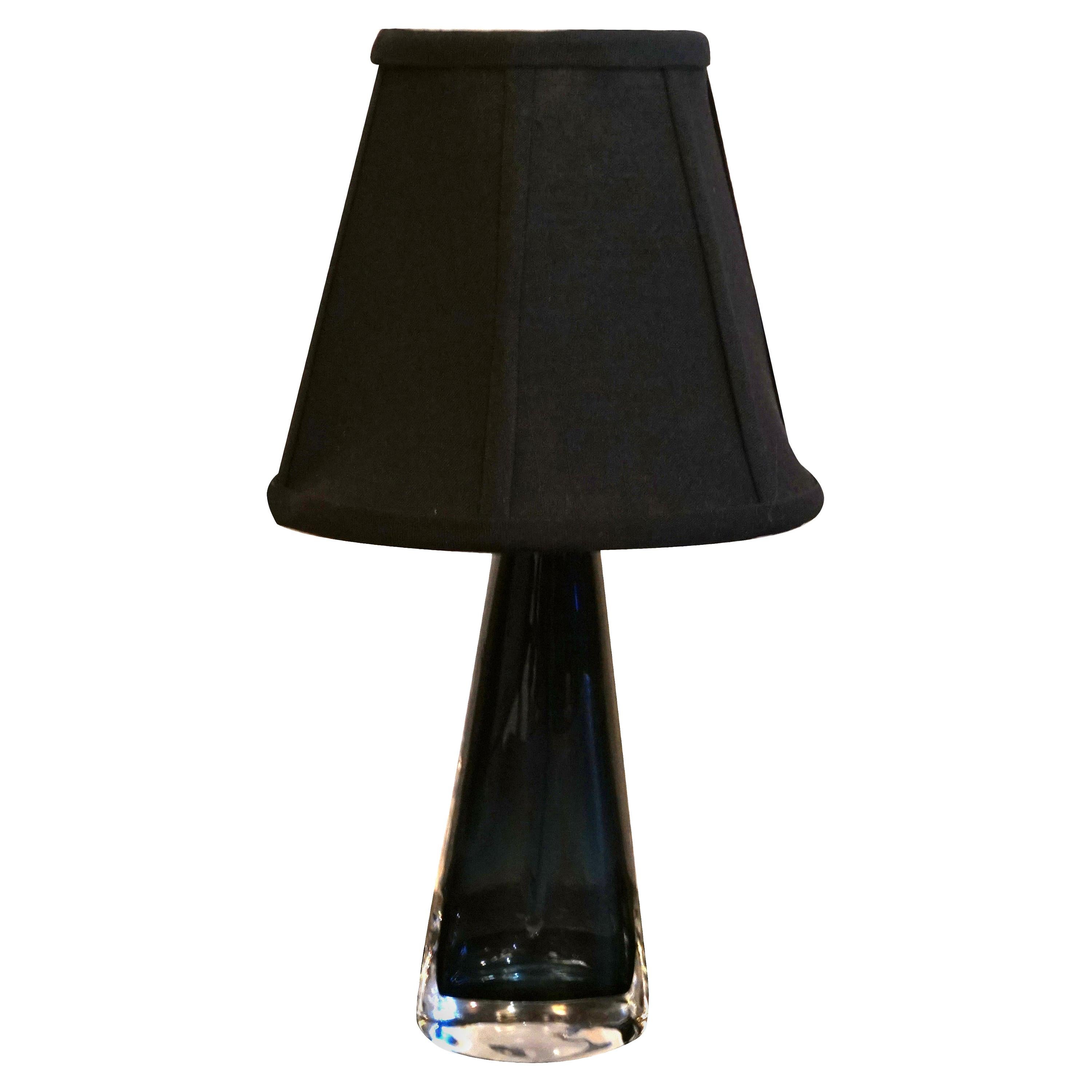 20th Century Black Swedish Orrefors Crystal Glass Table Lamp by Carl Fagerlund