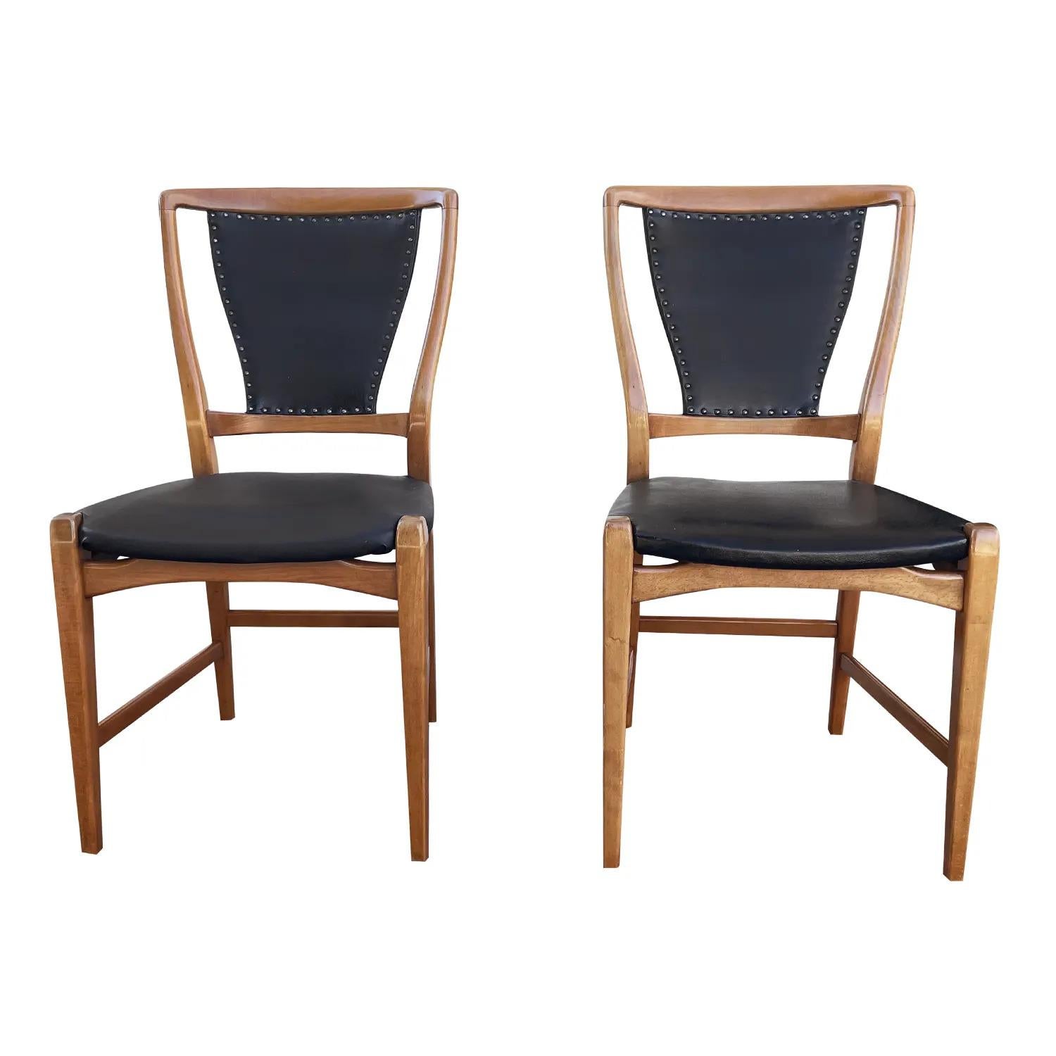 20th Century Black Swedish Set of Six Vintage Pearwood Dining Room Chairs 1