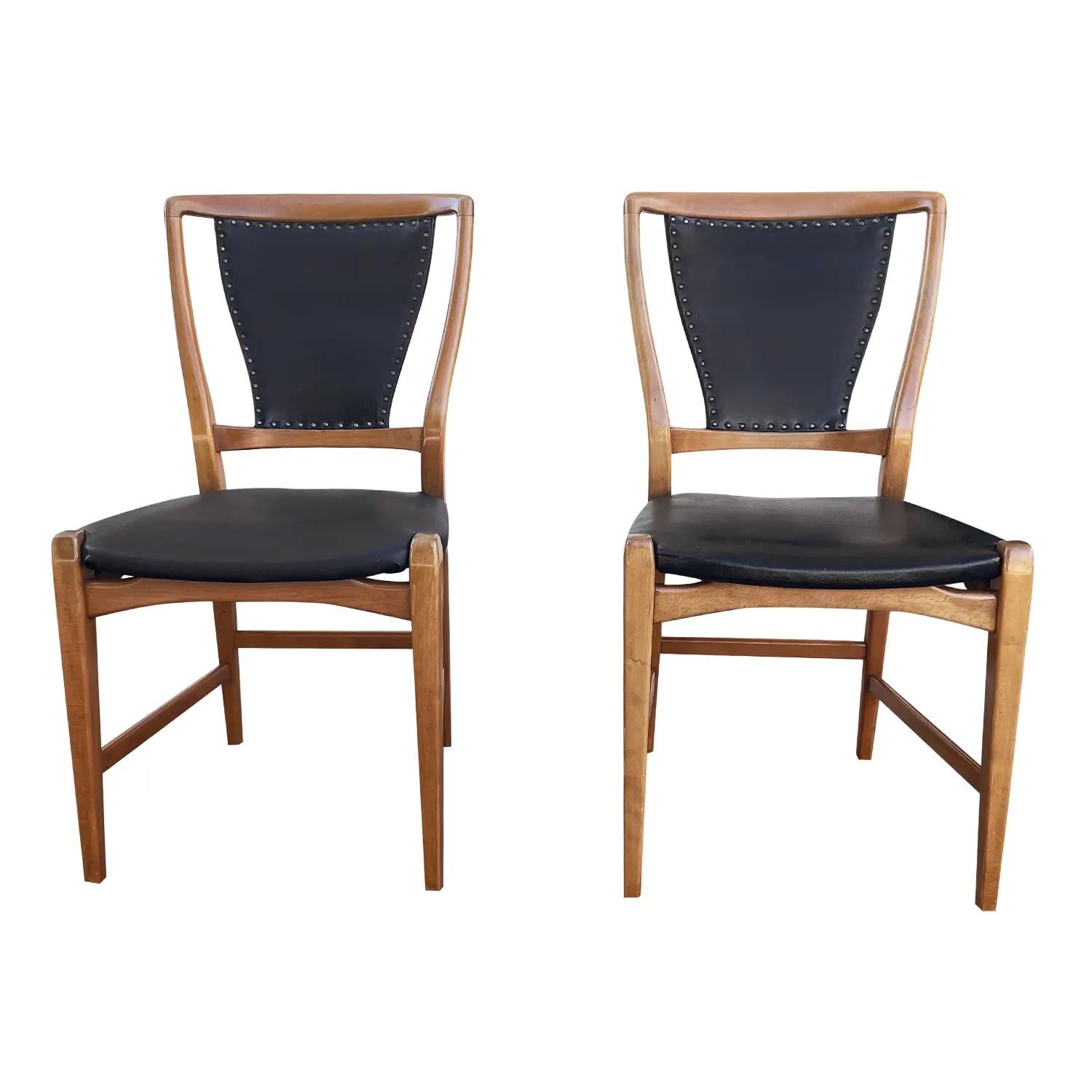 20th Century Black Swedish Set of Six Vintage Pearwood Dining Room Chairs For Sale 1