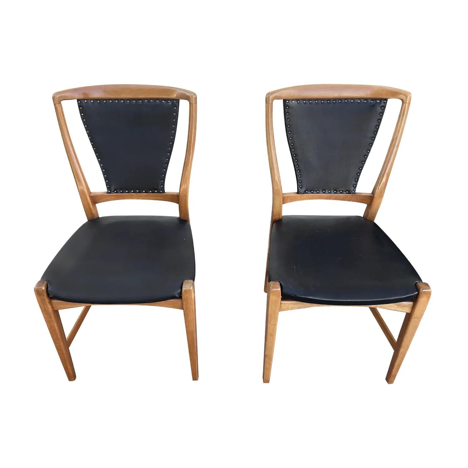 Métal 20e siècle Ensemble suédois noir de six chaises de salle à manger en bois de poirier d'époque en vente