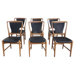20th Century Black Swedish Set of Six Retro Pearwood Dining Room Chairs