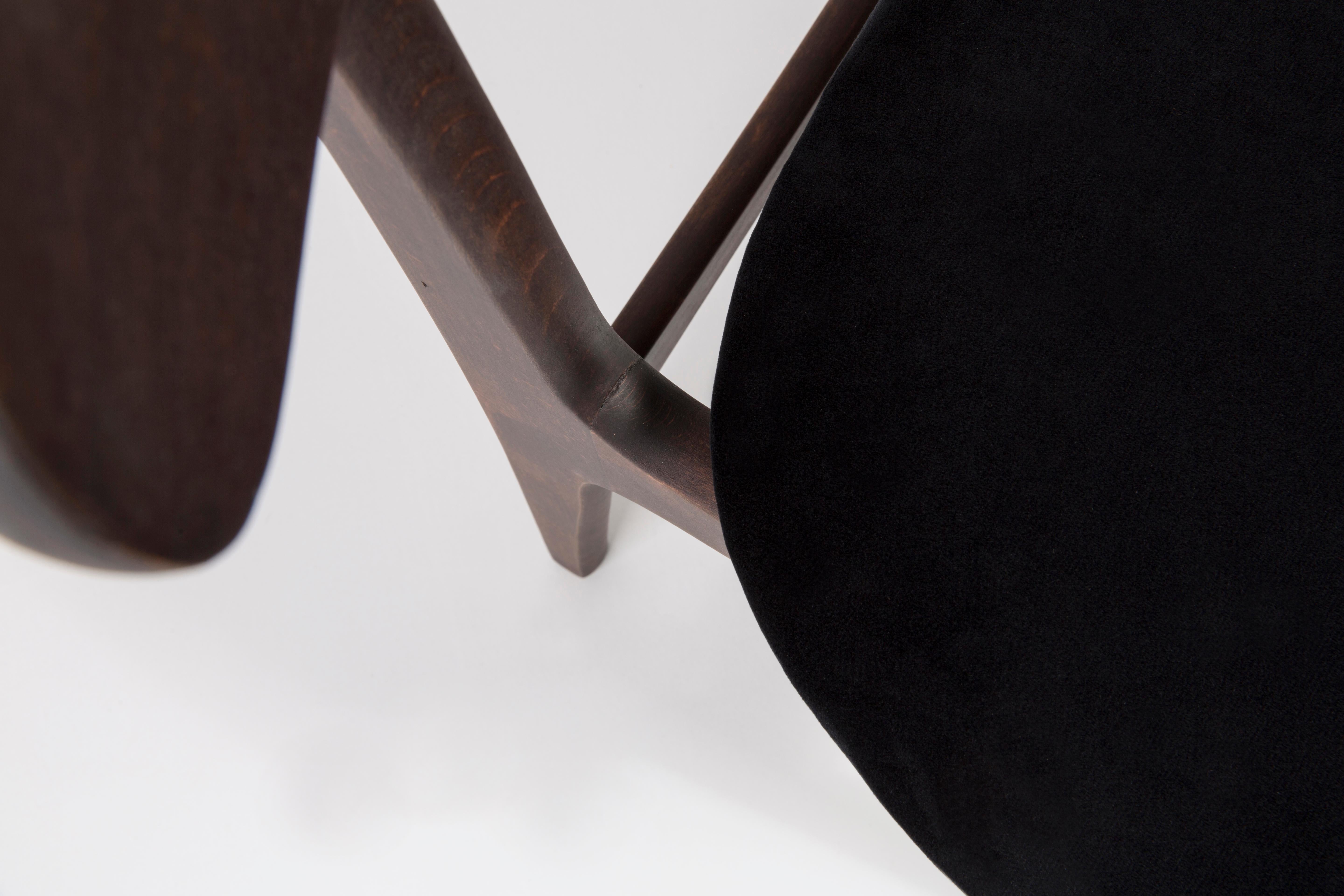 Hand-Crafted 20th Century Black Velvet Chair, Rajmund Halas, Poland, 1960s For Sale