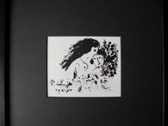 20th Century Black/White Lithograph by Marc Chagall Signed and Dated in Print