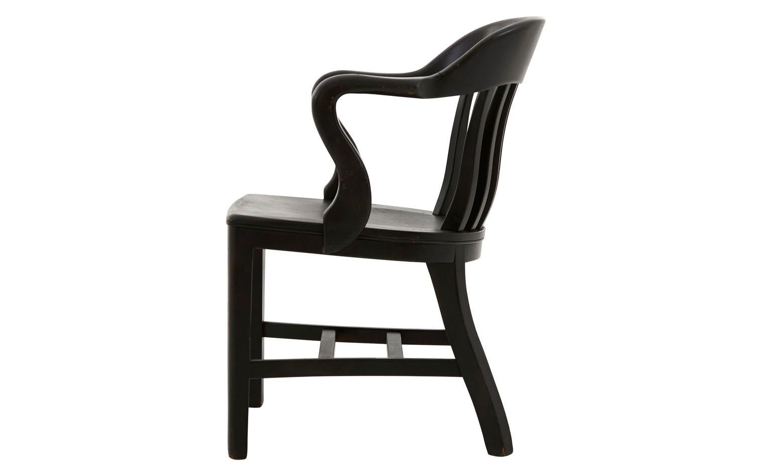 American 20th Century Black Wood Office Chair