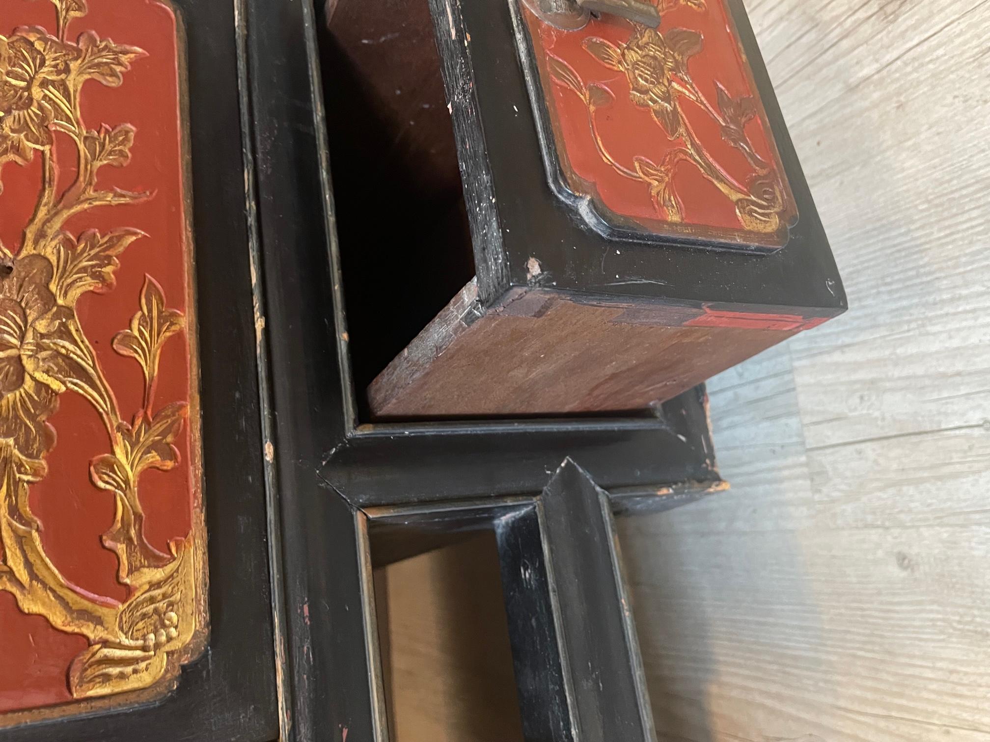 20th Century Blackened and Red Wood Chinese Coffee Table, 1920s 7