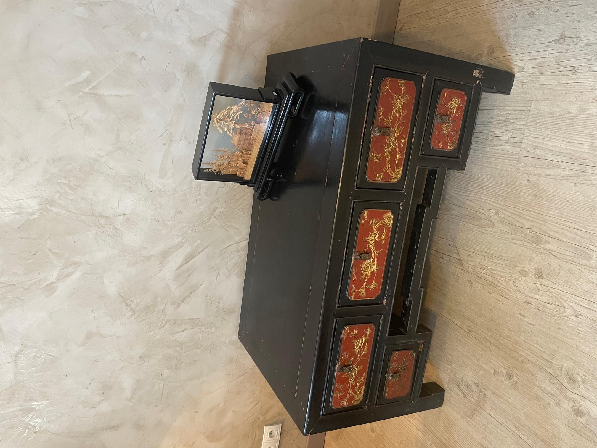 20th Century Blackened and Red Wood Chinese Coffee Table, 1920s 12