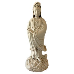 Antique 20th Century Blanc de Chine Guanyin