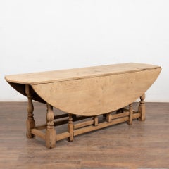 20th Century Bleached Oak English Wake Table Dropleaf Dining Table Console