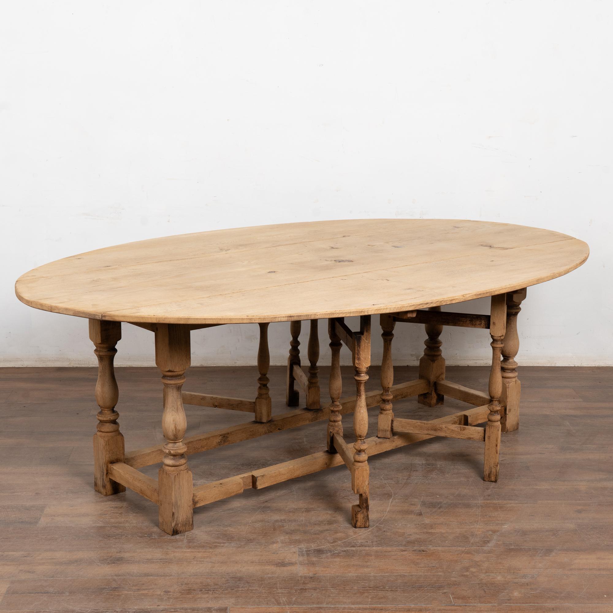 Other 20th Century Bleached Oak English Wake Table Dropleaf Dining Table Console For Sale