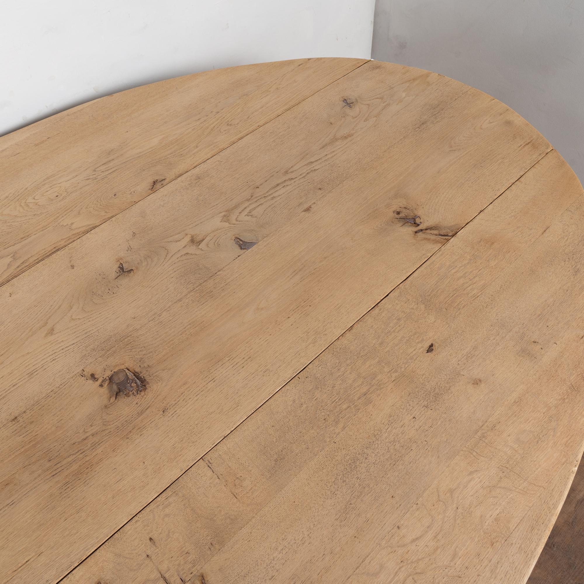 20th Century Bleached Oak English Wake Table Dropleaf Dining Table Console For Sale 1